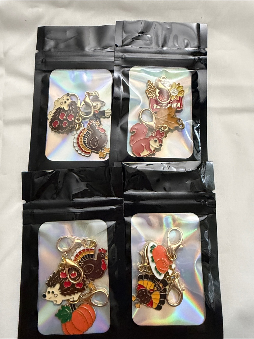 Enamel Fall Charm Keychain - Pink, Orange, Brown